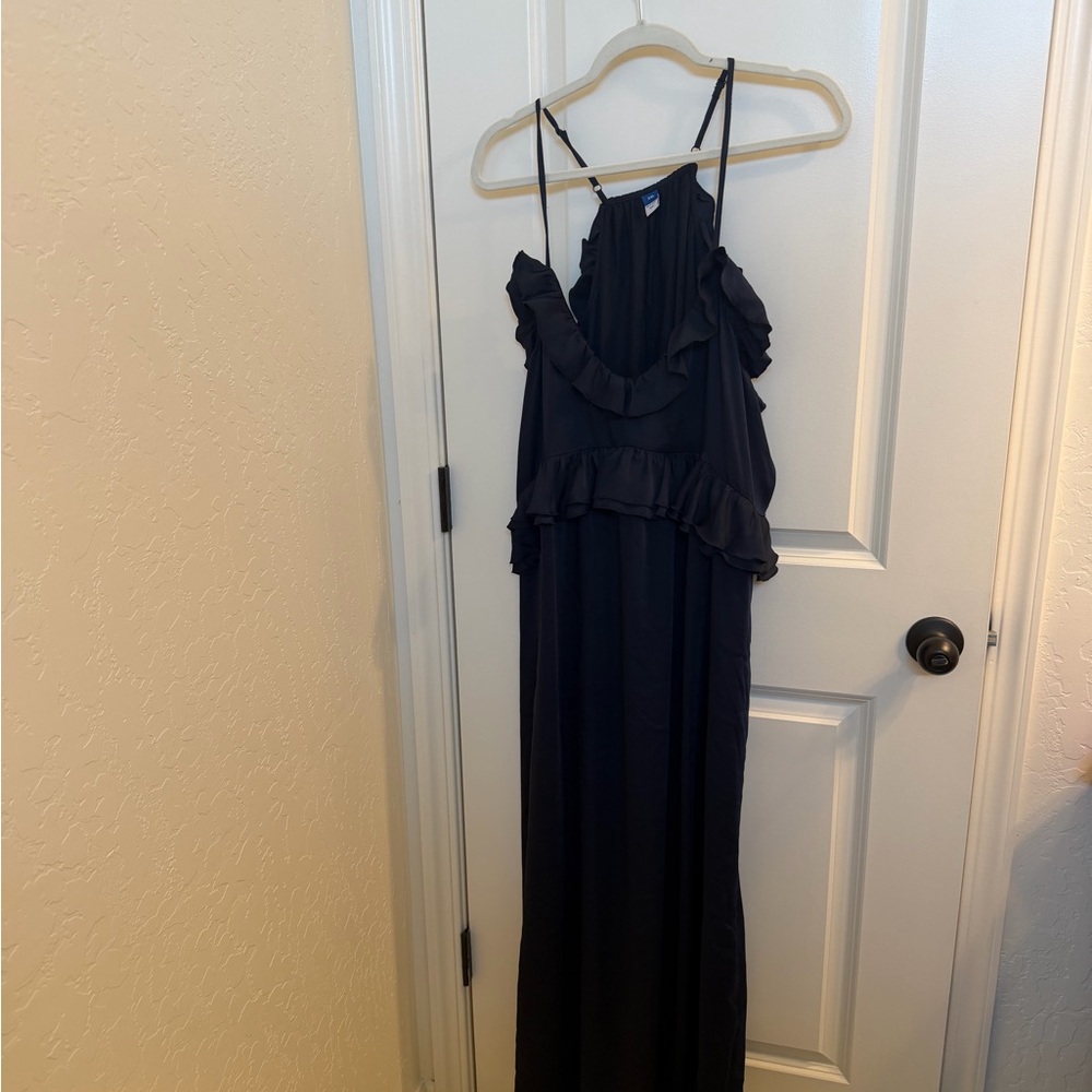 Old Navy Navy Blue Ruffle Maxi Dress